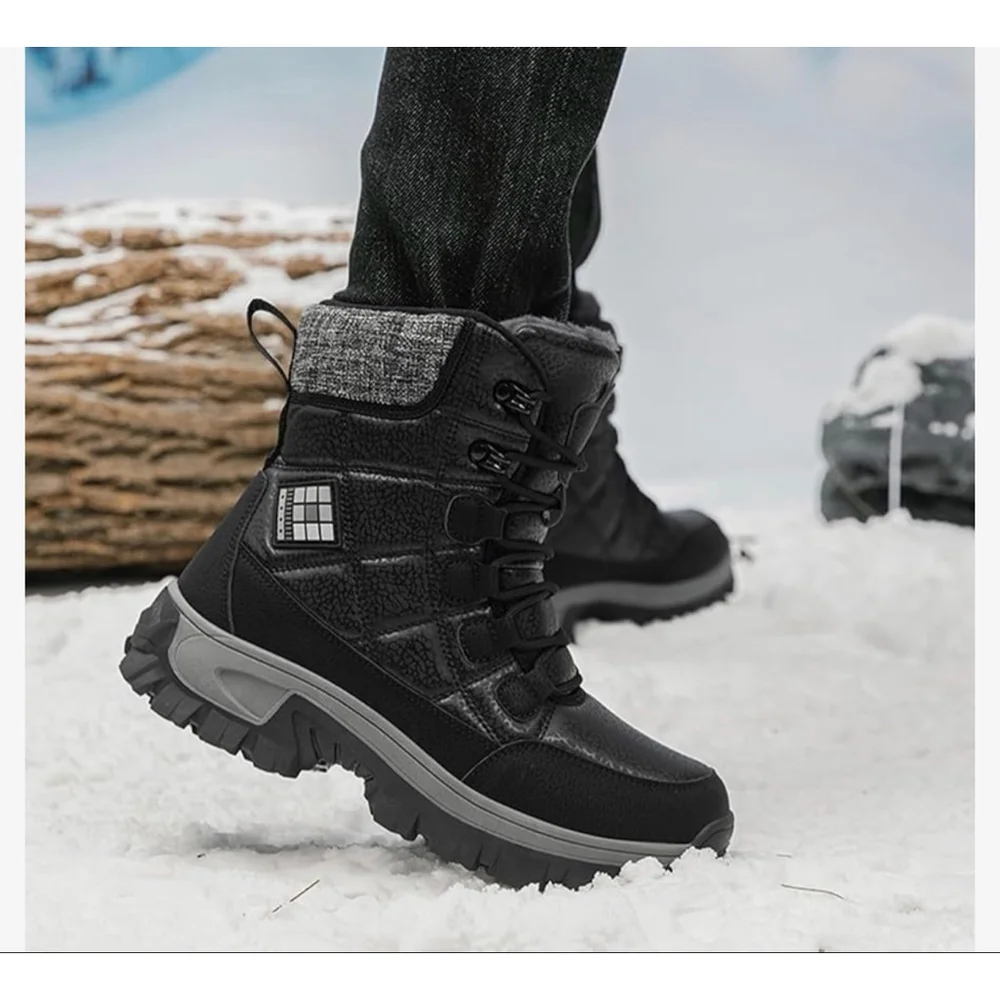 NEW Mens Classic Hiking Boots Adjustable Lace-Up High-Top Snow Boots 12